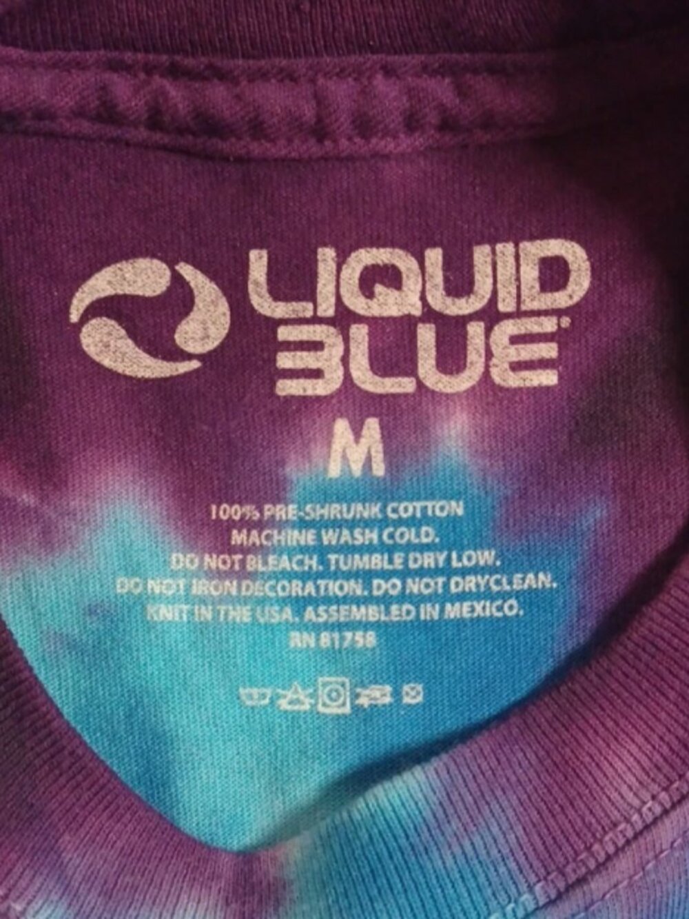 Mad Hatter Cheshire Cat 2 Side Tie Dye Shirt M Alice Wonderland Liquid Blue - Picture 5 of 5